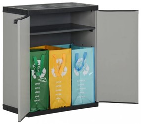 szürke és fekete kerti PP szeméttároló 68 x 40 x 85 cm