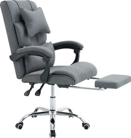 Irodai szék kihúzható lábtartóval, szürke/króm, WALDOR NEW