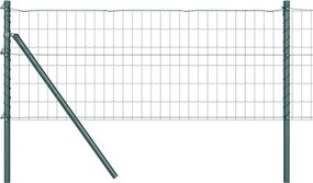 vidaXL Kerítés oszlopokkal Zöld 0,6 x 25 m Acél és PVC