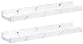 vidaXL Falpolc polcokkal 2 pcs Fehér márvány 40 x 9 x 3 cm Faanyag