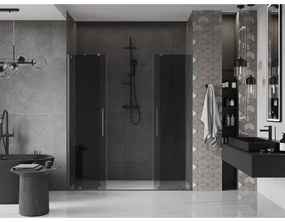 Mexen Velar Duo, tolózuhanyajtó nyitáshoz 180 cm, 8 mm szürke üveg, polírozott grafit, 871-180-000-42-66