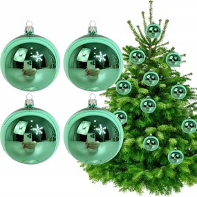 Zöld Üveg Lengyel Díszgömb Szett 4 db Zöldes-szürke Karácsonyfadísz Gömbök