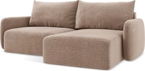 Világosbarna kinyitható-tárolóhelyes sarokkanapé (jobb oldali) Kalena – Makamii