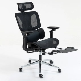 HOMCOM ergonomikus irodai szék – állítható deréktámasz és fejtámla, 5D karfák, osztott háttámla, kihúzható lábtartó, magasság- és dőlésszögállítás, há