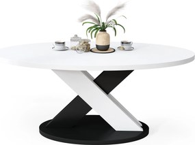 Mazzoni LOXA ovális dohányzóasztal Fehér / Fekete - DOHÁNYZÓASZTAL 120x65 cm