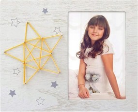 Fa képkeret 10x15 szürke csillag ajándék