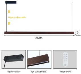 Immax NEO 07302L-LED Dimmelhető kábeles csillár MADEIRA 44W/230V Wi-Fi Tuya 202 cm dió