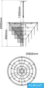 ELDLUX ELDICICLE kristály üveg csillár E14×18 D800x660mm arany