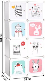 Gyerek moduláris szekrény, szürke/gyerek minta, ATREY