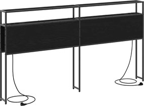 vidaXL Tároló fejtámla polcokkal tárolóval Musta tammi 180 cm Faanyag