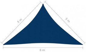 kék háromszögű oxford-szövet napvitorla 5 x 5 x 6 m