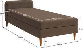 Ágy, 110x200, molitán, barna, BRUNY