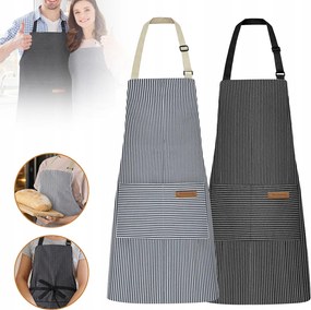 2 db-os Konyhai Kötény Szett Fekete Gasztronómia Zseb
