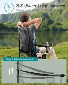 SONGMICS kempingszék szett (2 db), összecsukható kültéri székek, fekete