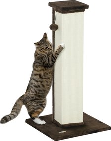 PawHut Macska Karcoló 81 cm Magas Macska Kaparó, Zsákos Poszt és Függő Labda 41x41x81 cm Barna | Aosom