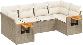 vidaXL 6 részes bézs polyrattan kerti ülőgarnitúra párnával