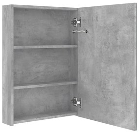 betonszürke LED-es tükrös fürdőszobaszekrény 50 x 13 x 70 cm