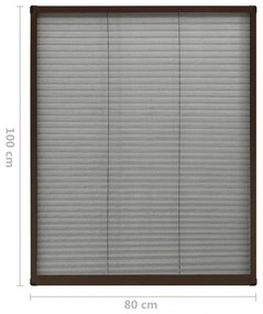 barna alumínium pliszé ablakszúnyogháló 80 x 100 cm