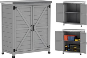 Outsunny Kerti Szekrény Fa Kültéri Időjárásálló Berendezési Tároló Szekrény Munkapaddal, Két Ajtóval, Polccal, Többfunkciós Szekrény Kerthez, Teraszho
