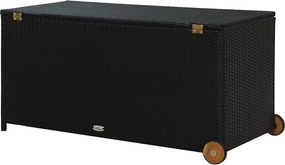 Fekete Polyrattan Kerti Tárolóláda 120 X 65 X 61 Cm