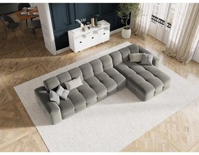 Szürke bársony sarokkanapé (jobb oldali) Kendal – Micadoni Home