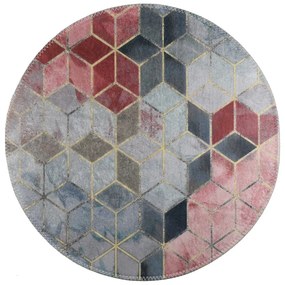 Rózsaszín-világosszürke mosható kerek szőnyeg ø 100 cm – Vitaus