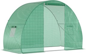 Outsunny Kerti Alagút Üvegház Téliesítő Üvegház Használható Terület 4,5 m² Méretek 3L x 1,5W x 2H m Megerősített Csőkeret Cipzáras Ajtó 2 Felgörgethet