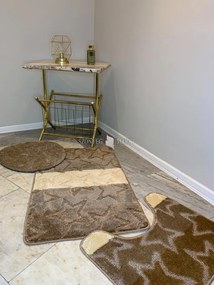 Bézs, csillag mintás három részből álló fürdőszobai szőnyeg szett 50x80 cm
