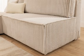 Solvero Mini bal oldali sarokkanapé ágyneműfunkcióval - világos bézs Tilia 01 plüss