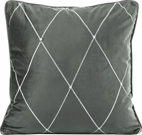 Dekoratív párnahuzat Margo 45x45 Pierre Cardin acél ezüst rombusz hímzés