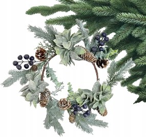 Kék Karácsonyi Koszorú Hófehér Eukaliptusz Koszorú Áfonya Toboz 43cm