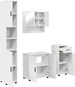 vidaXL Fürdőszoba bútor szett fiókkal 4 pcs Fehér Faanyag & Fém