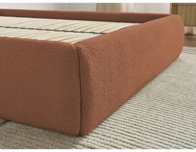 Narancssárga kárpitozott ágyneműtartós-ágytámla nélkül franciaágy ágyráccsal 160x200 cm Inera – Bobochic Paris