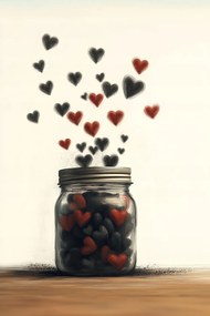 Vászonkép Canvas Grafika Befőttesüveg Szív Szerelem Érzés 80x120