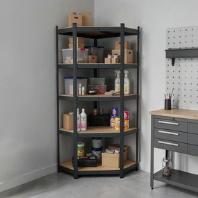 Nagy teherbírású sarokpolc 180x70x40-40 cm 175 kg fekete