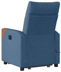 kék szövet felállást segítő dönthető masszázsfotel