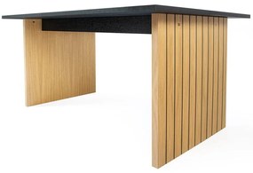 Étkezőasztal tölgyfa dekoros asztallappal 90x160 cm Stripe – Woodman