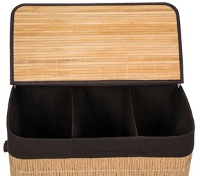 G21-es 150 literes szennyeskosár elválasztókkal, rattan utánzat, barna betéttel