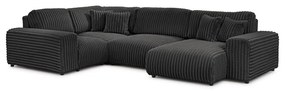 Sötétszürke kordbársony sarokkanapé (bal oldali-U alakú) Justin – Ropez