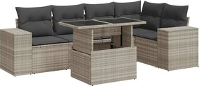 vidaXL 6 részes világosszürke polyrattan kerti ülőgarnitúra párnákkal
