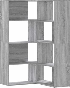 vidaXL 4 szintes szürke szerelt fa sarokkönyvespolc 85x85x140 cm