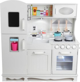 Fából készült játékkonyha gyerekeknek LED világítással, kiegészítőkkel és hangeffektekkel
