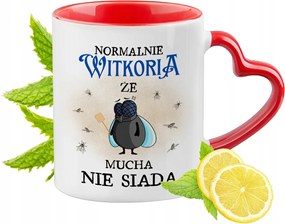 Viktória Piros Bögre Szív Alakú Füllel Ajándék