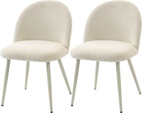 HOMCOM 2 db étkezőszék háttámlával, krémszínű chenille kárpit | Aosom
