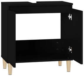 fekete szerelt fa mosdószekrény 58x33x60 cm