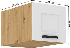 Felső szekrény, fehér/artisan tölgy, LULA 40 NAGU-36 1F