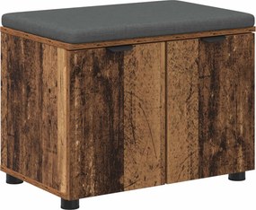 vidaXL Előtér pad ajtóval Öreg fa 60 x 38 x 46 cm Műanyag Fa és Szövet