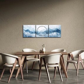 Kép - Felhők és hullámok, akvarell (órával) (90x30 cm)