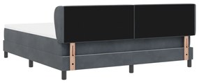 Boxspring Ágy Matrac Kollokációs Sötétszürke 180x200 cm Bársony