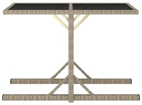 vidaXL bézs üveg és polyrattan kerti asztal 110 x 53 x 72 cm